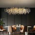 Glass Chandelier – French Style Gold Branch Design With Crystal Leaf Details