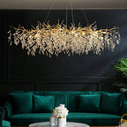 Glass Chandelier – French Style Gold Branch Design With Crystal Leaf Details