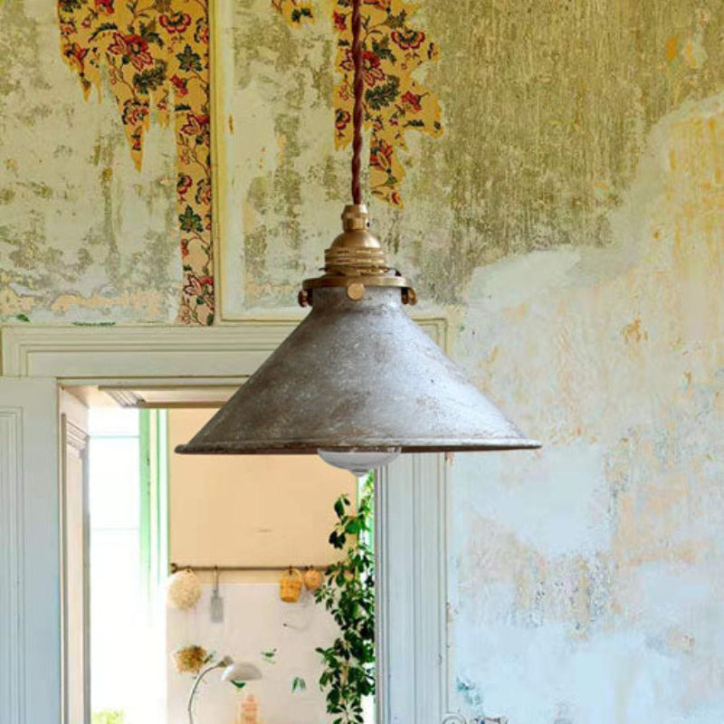 Pendant Light Metal Shade E14 Base | Vintage Ceiling Lamp for Indoor Use | Hardwired Lighting for Kitchen and Living Areas