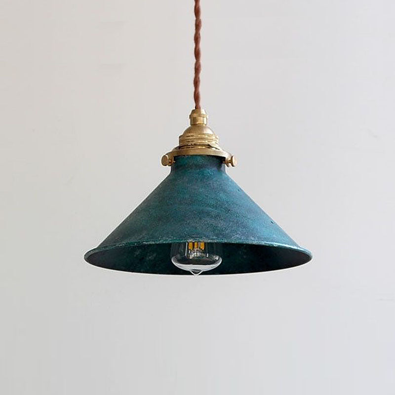 Pendant Light Metal Shade E14 Base | Vintage Ceiling Lamp for Indoor Use | Hardwired Lighting for Kitchen and Living Areas