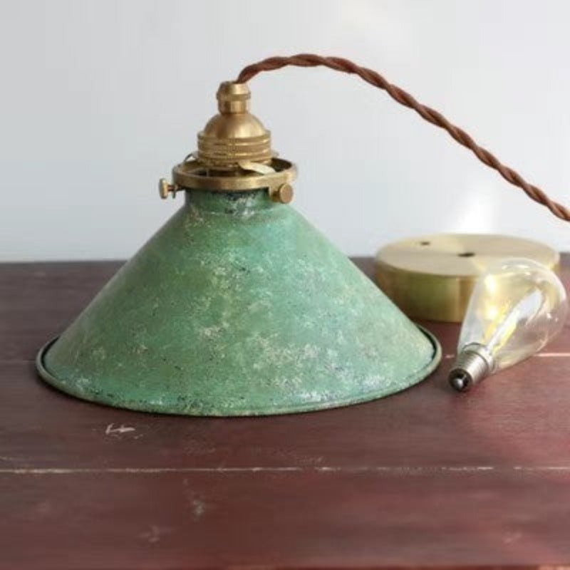 Pendant Light Metal Shade E14 Base | Vintage Ceiling Lamp for Indoor Use | Hardwired Lighting for Kitchen and Living Areas