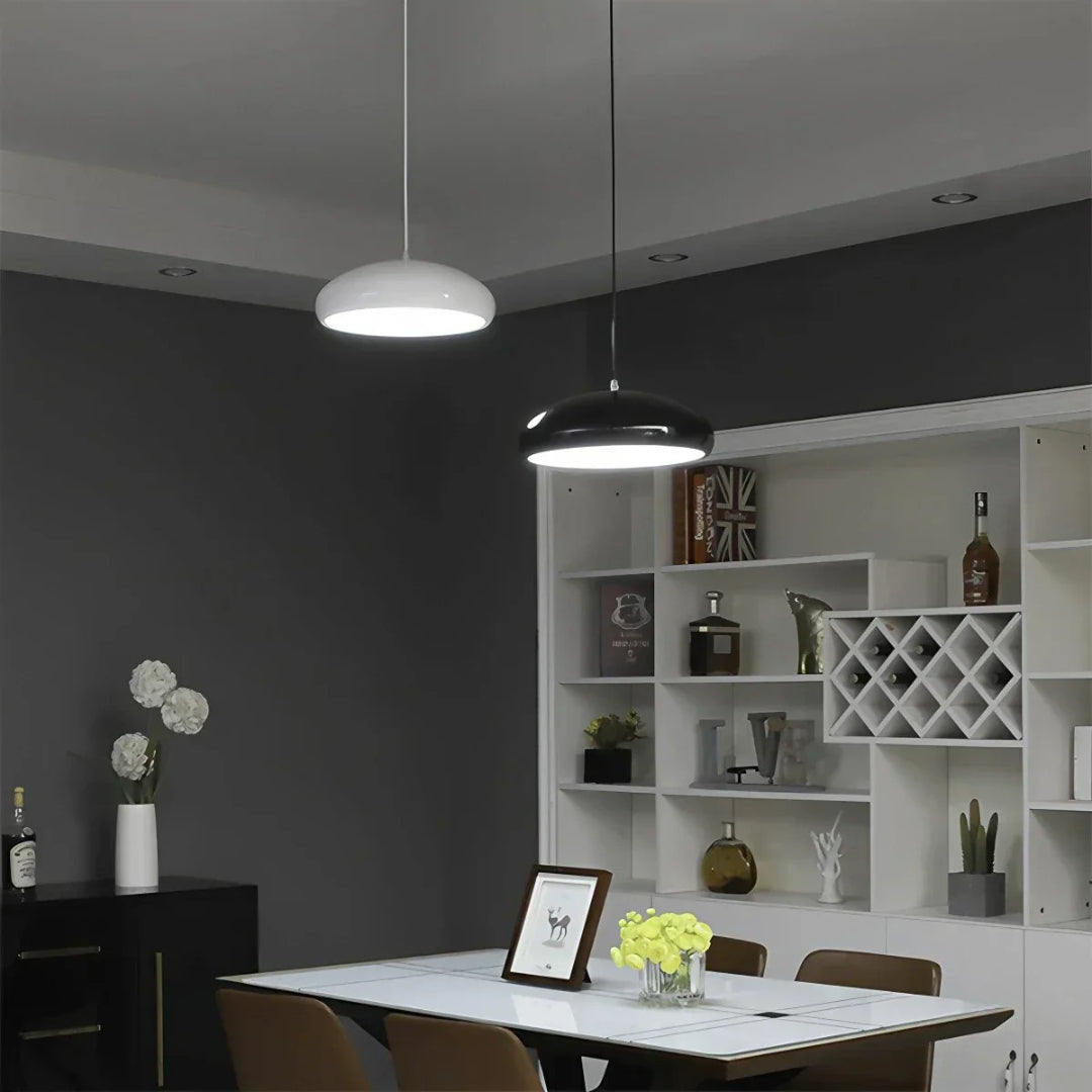 Contemporary Dome-Shaped Metal Pendant Light