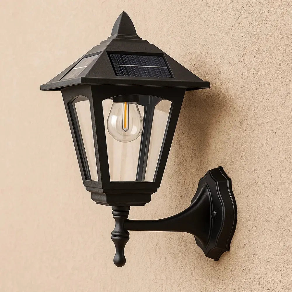 Outdoor Solar Wall Lamps ABS and Glass | 23x39 cm 2-Piece Set | Weather Resistant Halo Design with Automatic Dusk Sensor