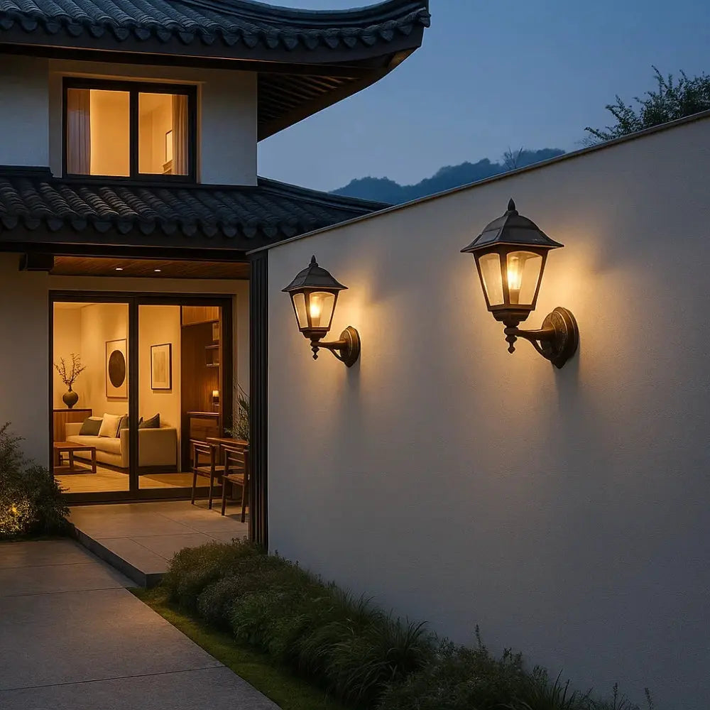 Outdoor Solar Wall Lamps ABS and Glass | 23x39 cm 2-Piece Set | Weather Resistant Halo Design with Automatic Dusk Sensor