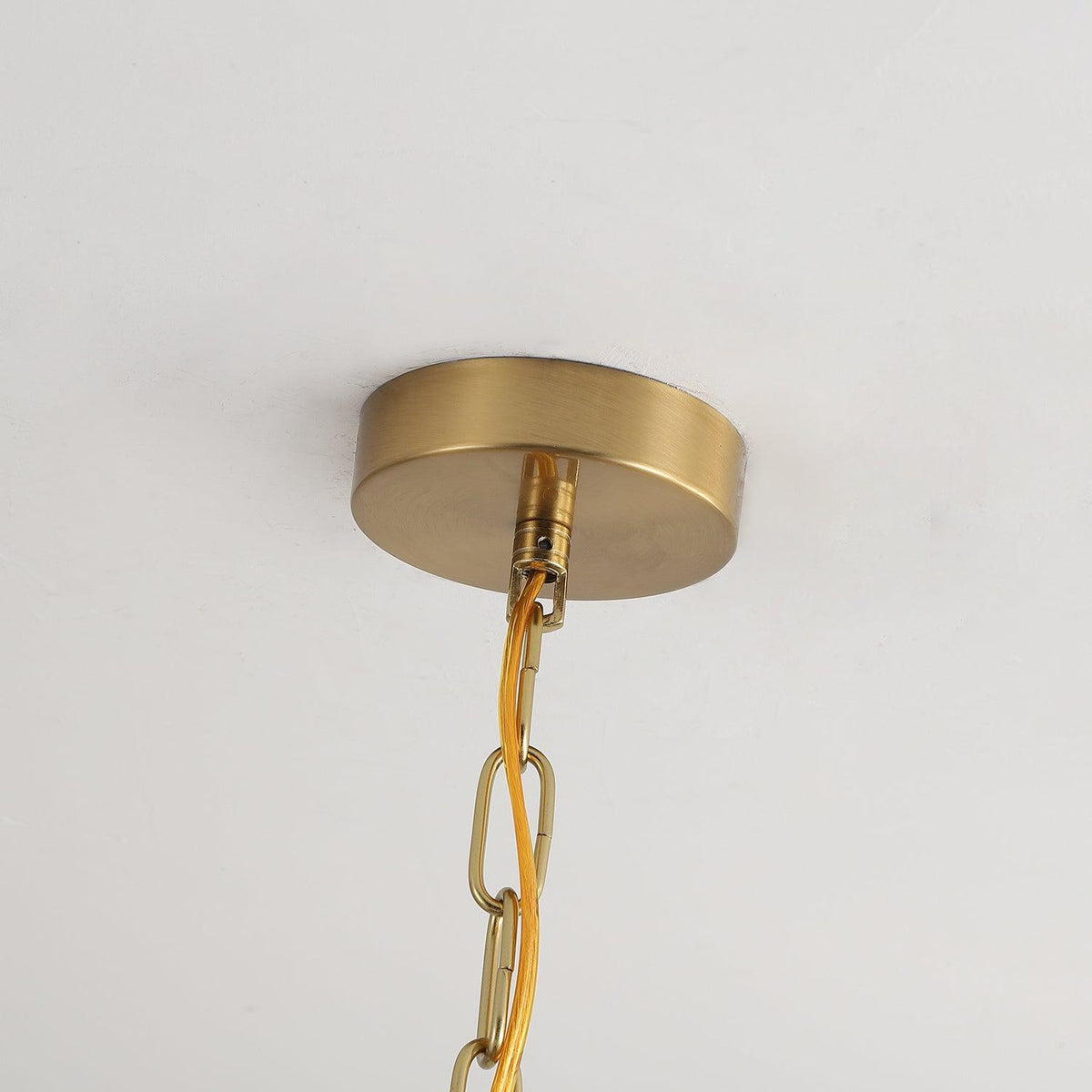 Chandelier Iron Polycarbonate and Ash Wood | Adjustable Suspension Chain | Pleated Shade for Diffused Interior Illumination