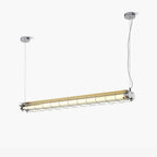 Industrial Linear Suspension Light Metal Glass | Integrated LED Ceiling Fixture | Modern Lighting for Kitchen Islands
