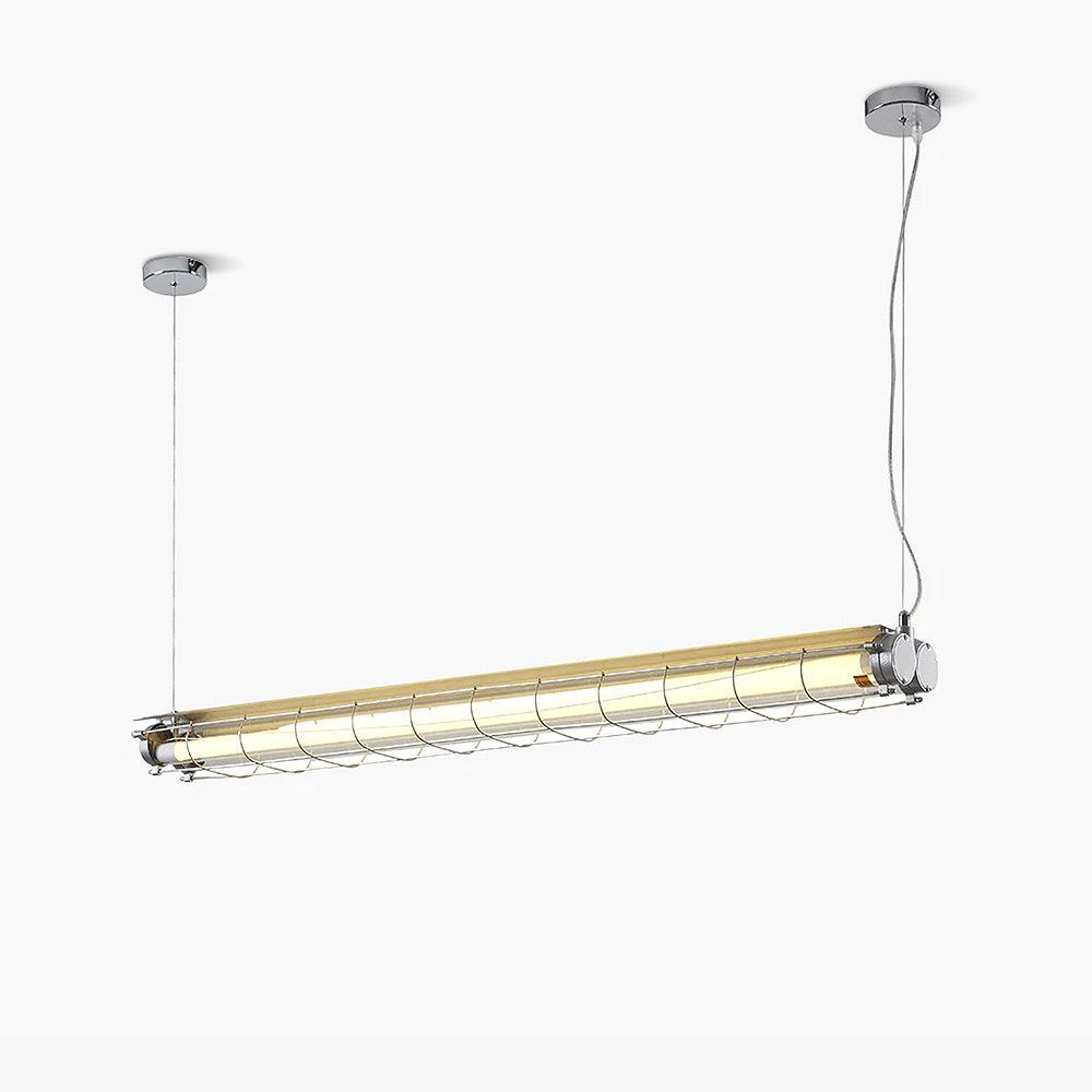 Industrial Linear Suspension Light Metal Glass | Integrated LED Ceiling Fixture | Modern Lighting for Kitchen Islands