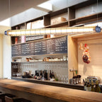 Industrial Linear Suspension Light Metal Glass | Integrated LED Ceiling Fixture | Modern Lighting for Kitchen Islands