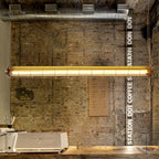 Industrial Linear Suspension Light Metal Glass | Integrated LED Ceiling Fixture | Modern Lighting for Kitchen Islands
