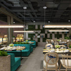 Industrial Linear Suspension Light Metal Glass | Integrated LED Ceiling Fixture | Modern Lighting for Kitchen Islands