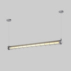 Industrial Linear Suspension Light Metal Glass | Integrated LED Ceiling Fixture | Modern Lighting for Kitchen Islands