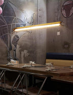 Industrial Linear Suspension Light Metal Glass | Integrated LED Ceiling Fixture | Modern Lighting for Kitchen Islands