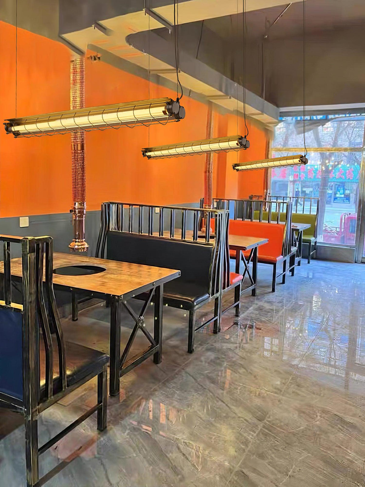 Industrial Linear Suspension Light Metal Glass | Integrated LED Ceiling Fixture | Modern Lighting for Kitchen Islands