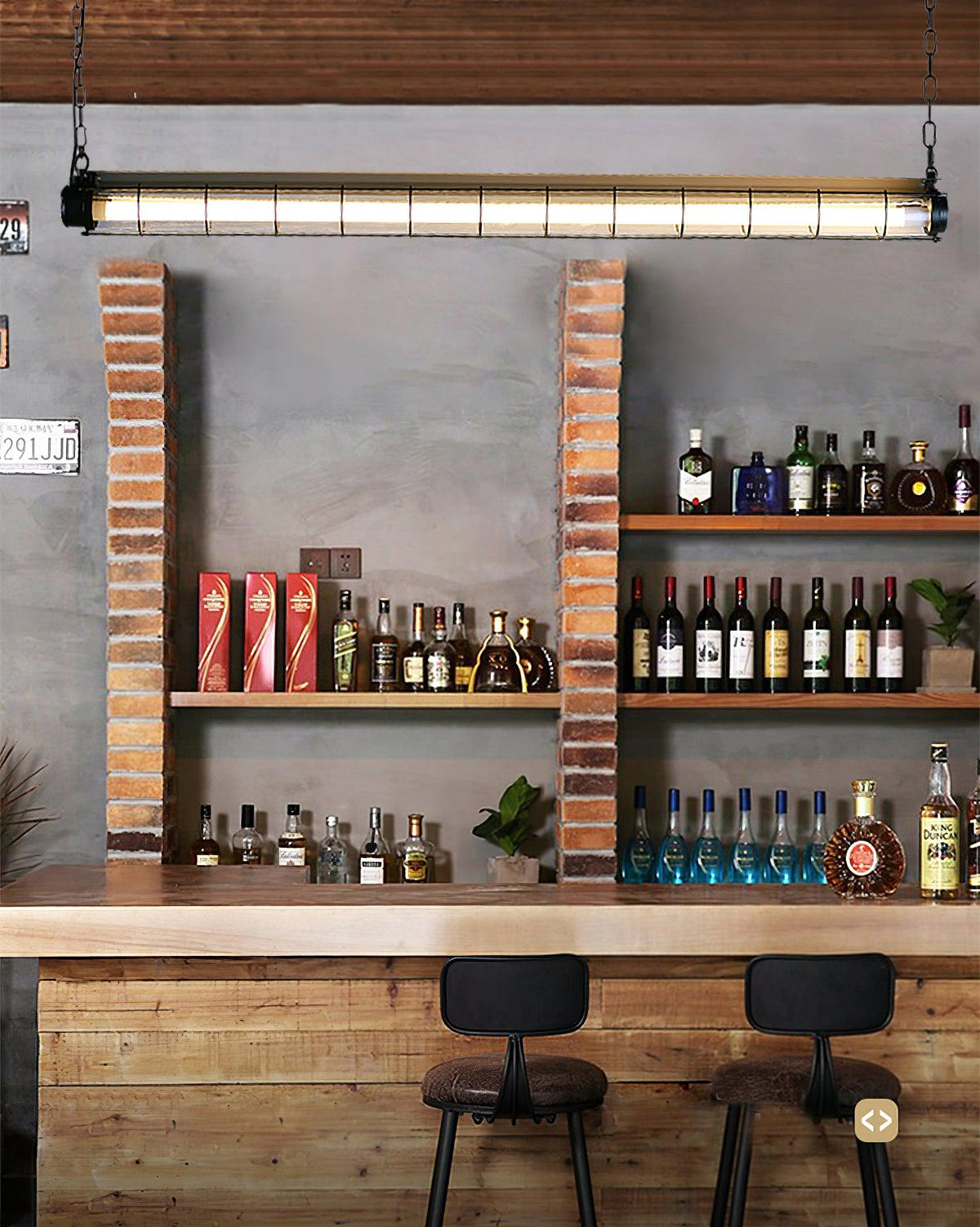 Industrial Linear Suspension Light Metal Glass | Integrated LED Ceiling Fixture | Modern Lighting for Kitchen Islands
