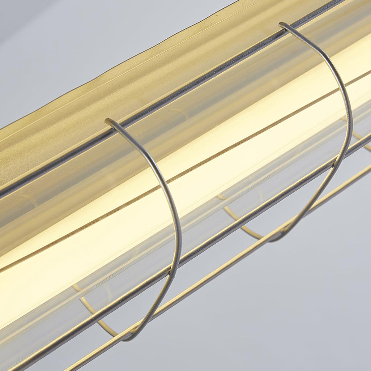 Industrial Linear Suspension Light Metal Glass | Integrated LED Ceiling Fixture | Modern Lighting for Kitchen Islands