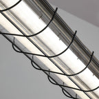 Industrial Linear Suspension Light Metal Glass | Integrated LED Ceiling Fixture | Modern Lighting for Kitchen Islands