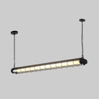 Industrial Linear Suspension Light Metal Glass | Integrated LED Ceiling Fixture | Modern Lighting for Kitchen Islands