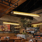 Industrial Linear Suspension Light Metal Glass | Integrated LED Ceiling Fixture | Modern Lighting for Kitchen Islands