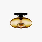 Globe Ceiling Light Flush Mount Glass and Metal Fixture | Art Deco Inspired Style | Warm Ambient Lighting for Living Rooms