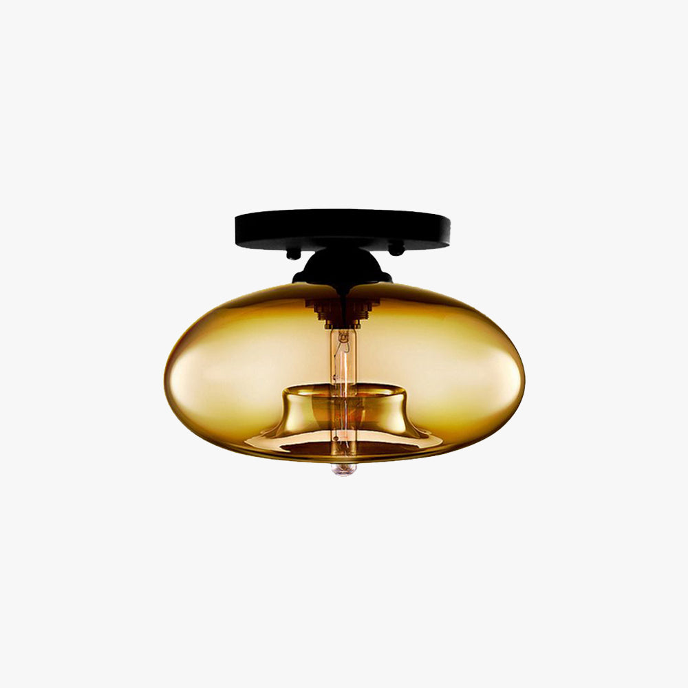 Globe Ceiling Light Flush Mount Glass and Metal Fixture | Art Deco Inspired Style | Warm Ambient Lighting for Living Rooms