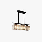 Metal and Crystal Pendant Light Multi-Light Fixture | Geometric Modern Style | Sparkling Dining Room Table Illumination