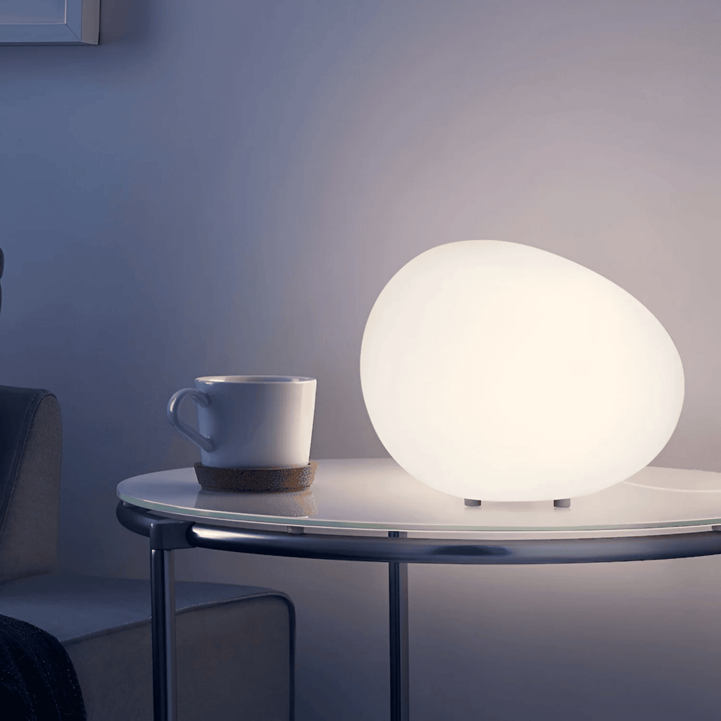 LED Night Light ABS Plastic Acrylic | Minimalist Pebble Shape | Soft Ambient Glow for Relaxing Bedside Illumination