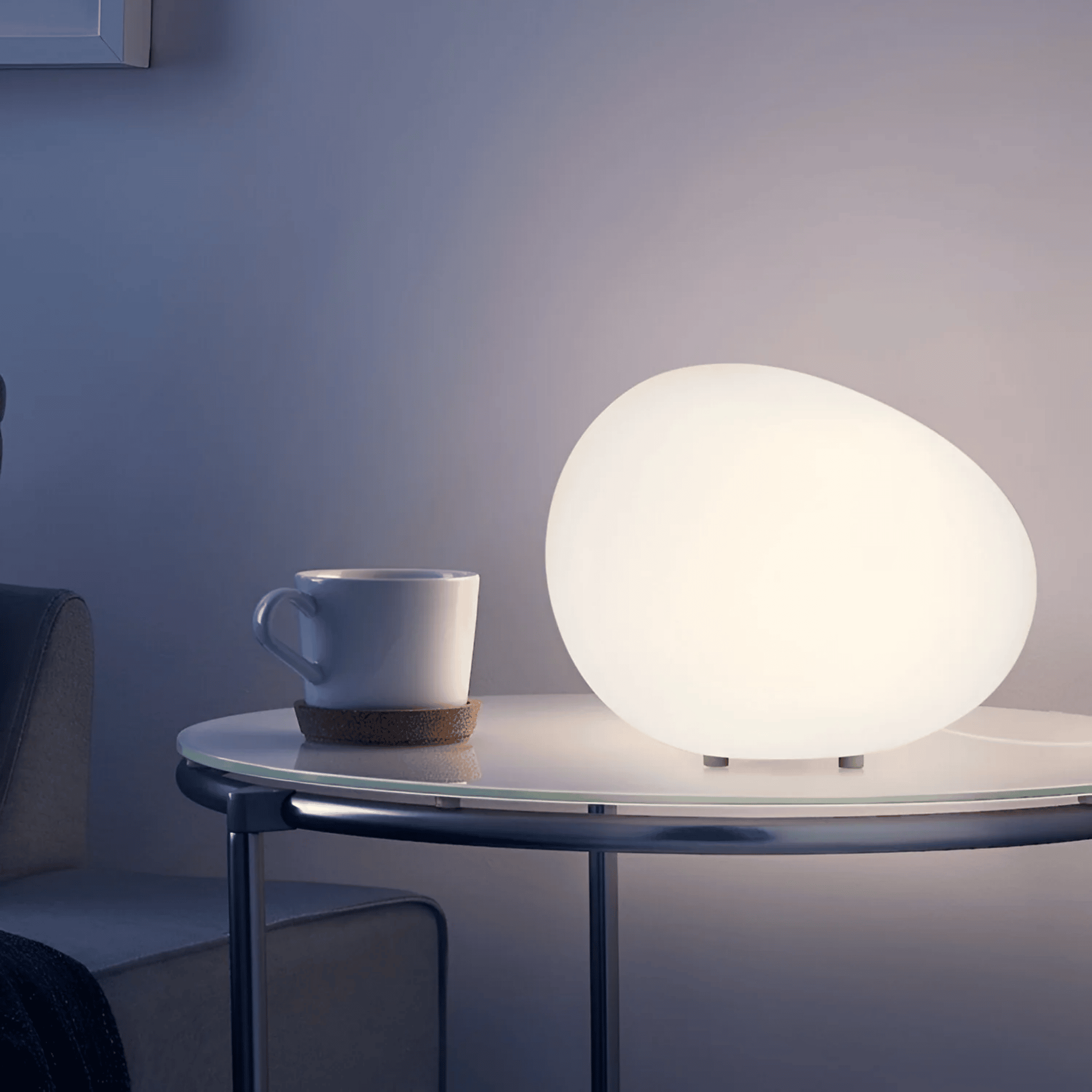 LED Night Light ABS Plastic Acrylic | Minimalist Pebble Shape | Soft Ambient Glow for Relaxing Bedside Illumination