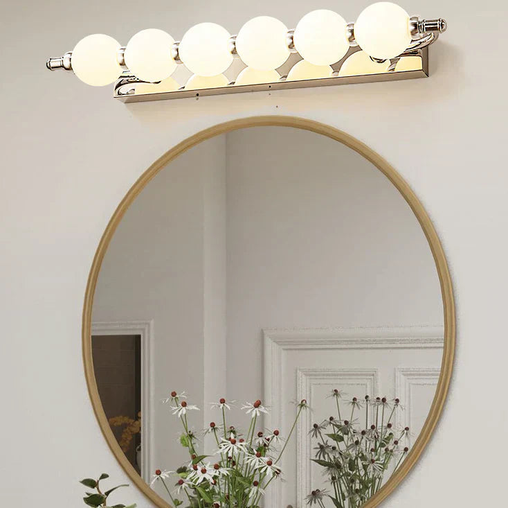LED Vanity Mirror Light Stainless Steel | 360-Degree Illumination Globe Style | Shadow-Free Bathroom Wall Lighting