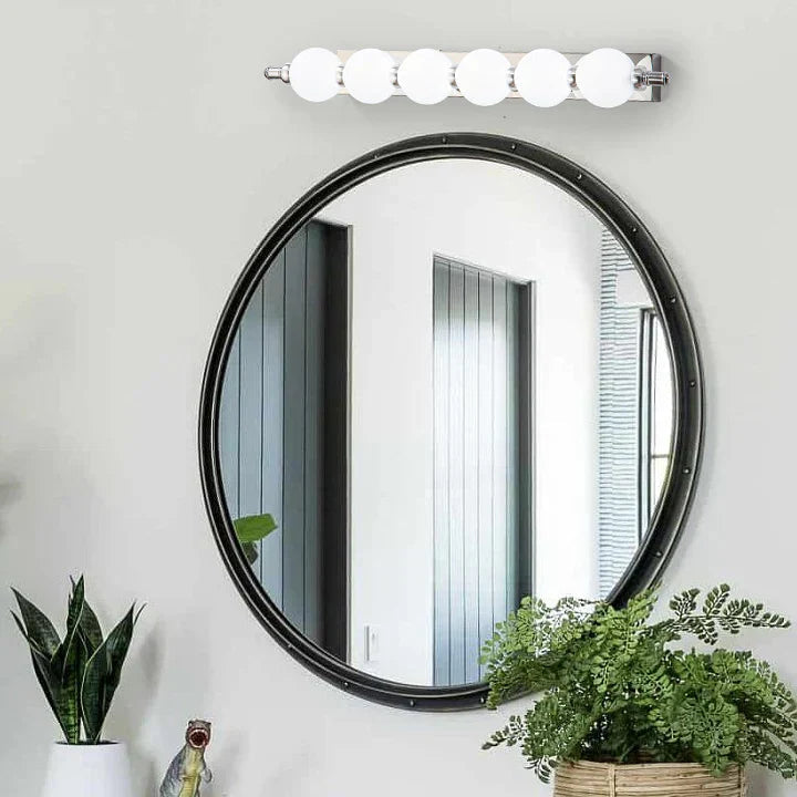 LED Vanity Mirror Light Stainless Steel | 360-Degree Illumination Globe Style | Shadow-Free Bathroom Wall Lighting