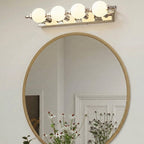 LED Vanity Mirror Light Stainless Steel | 360-Degree Illumination Globe Style | Shadow-Free Bathroom Wall Lighting