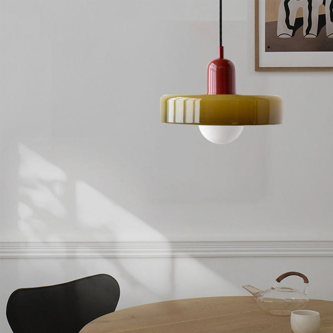 Colored Glass Pendant Lamp – Bauhaus Geometric Retro Modern Design