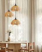 Pendant Light Rattan Fabric Floral Design | Natural Woven Texture with Diffuser | Soft Ambient Glow for Living Rooms