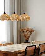 Pendant Light Rattan Fabric Floral Design | Natural Woven Texture with Diffuser | Soft Ambient Glow for Living Rooms