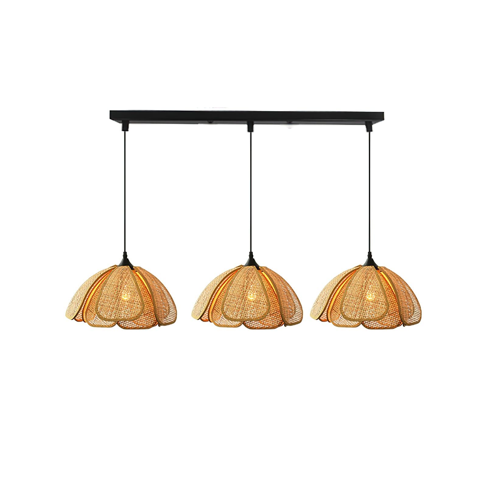 Pendant Light Rattan Fabric Floral Design | Natural Woven Texture with Diffuser | Soft Ambient Glow for Living Rooms
