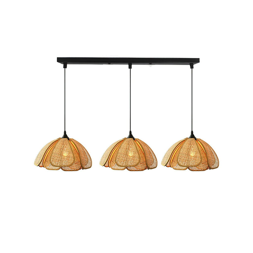 Pendant Light Rattan Fabric Floral Design | Natural Woven Texture with Diffuser | Soft Ambient Glow for Living Rooms