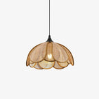 Pendant Light Rattan Fabric Floral Design | Natural Woven Texture with Diffuser | Soft Ambient Glow for Living Rooms