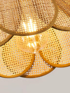 Pendant Light Rattan Fabric Floral Design | Natural Woven Texture with Diffuser | Soft Ambient Glow for Living Rooms