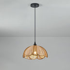 Pendant Light Rattan Fabric Floral Design | Natural Woven Texture with Diffuser | Soft Ambient Glow for Living Rooms