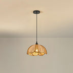Pendant Light Rattan Fabric Floral Design | Natural Woven Texture with Diffuser | Soft Ambient Glow for Living Rooms