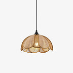 Pendant Light Rattan Fabric Floral Design | Natural Woven Texture with Diffuser | Soft Ambient Glow for Living Rooms