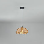 Pendant Light Rattan Fabric Floral Design | Natural Woven Texture with Diffuser | Soft Ambient Glow for Living Rooms