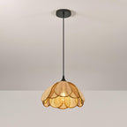 Pendant Light Rattan Fabric Floral Design | Natural Woven Texture with Diffuser | Soft Ambient Glow for Living Rooms