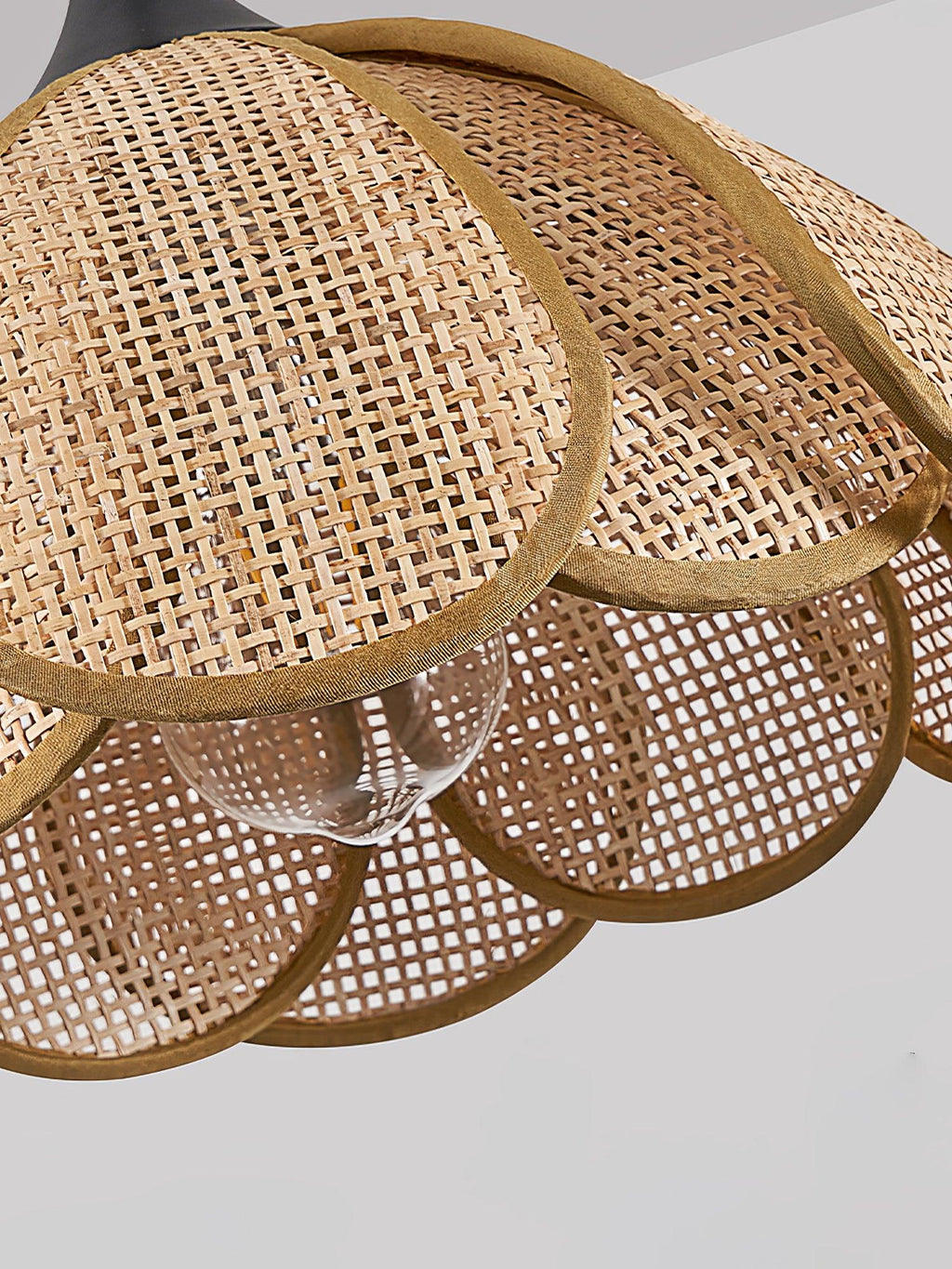 Pendant Light Rattan Fabric Floral Design | Natural Woven Texture with Diffuser | Soft Ambient Glow for Living Rooms