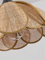 Pendant Light Rattan Fabric Floral Design | Natural Woven Texture with Diffuser | Soft Ambient Glow for Living Rooms