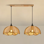 Pendant Light Rattan Fabric Floral Design | Natural Woven Texture with Diffuser | Soft Ambient Glow for Living Rooms