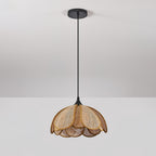 Pendant Light Rattan Fabric Floral Design | Natural Woven Texture with Diffuser | Soft Ambient Glow for Living Rooms