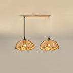 Pendant Light Rattan Fabric Floral Design | Natural Woven Texture with Diffuser | Soft Ambient Glow for Living Rooms