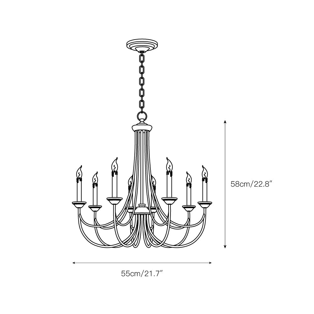 Brass Chandelier with Multi-Head E14 Sockets | Retro Postmodern Style | Adjustable Hanging Chain for Living and Dining Rooms