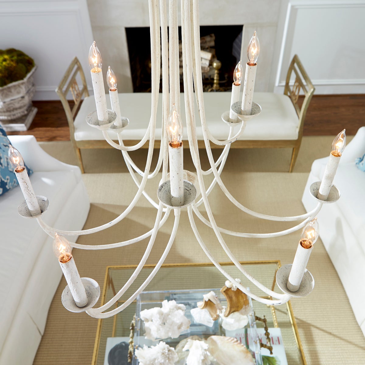 Brass Chandelier with Multi-Head E14 Sockets | Retro Postmodern Style | Adjustable Hanging Chain for Living and Dining Rooms