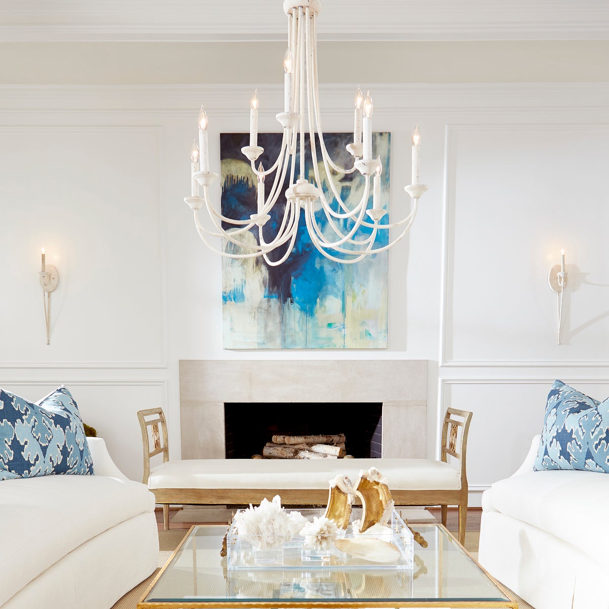 Brass Chandelier with Multi-Head E14 Sockets | Retro Postmodern Style | Adjustable Hanging Chain for Living and Dining Rooms